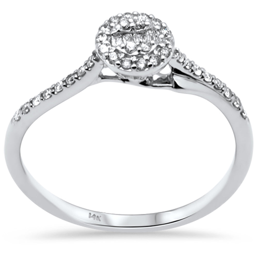 SPECIAL! .18ct G SI 14K White Gold Round & Baguette Diamond Engagement Ring Size 6.5