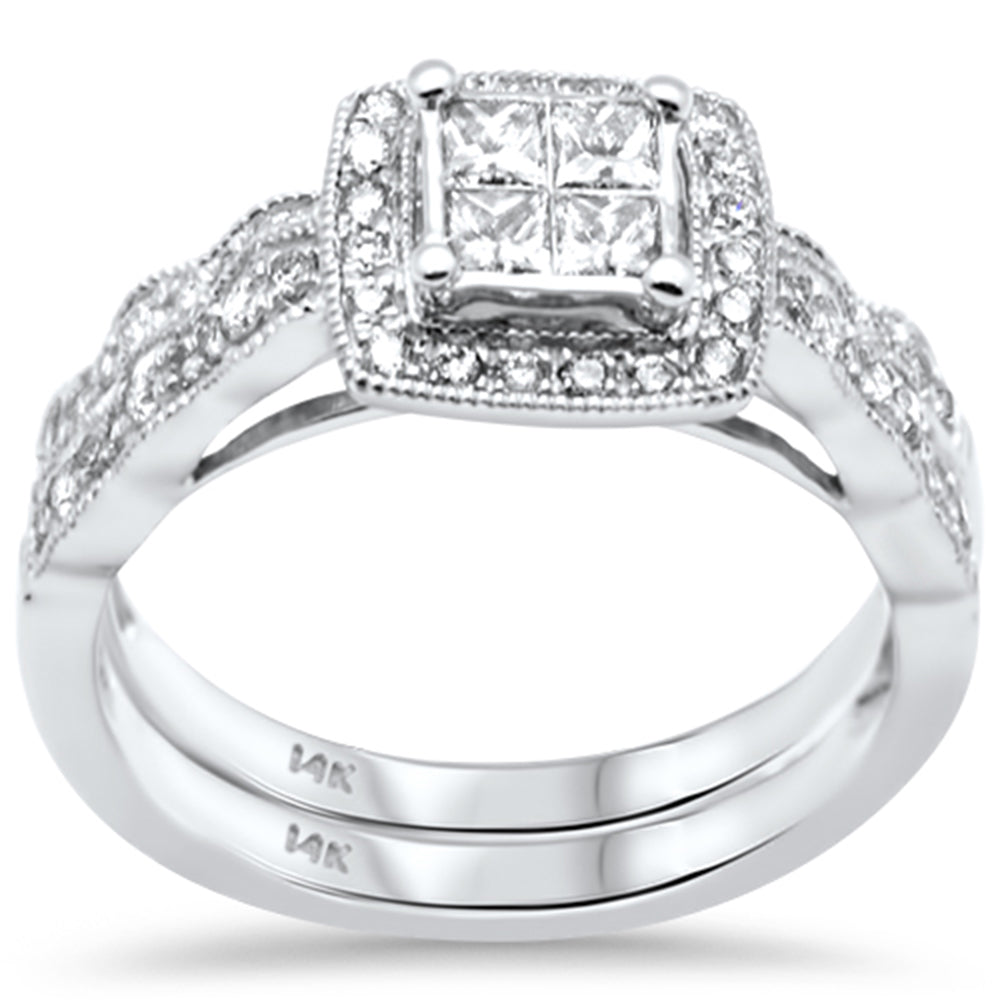 SPECIAL! .74ct G SI 14K White Gold Diamond Milligrain Wedding Ring Set Size 6.5