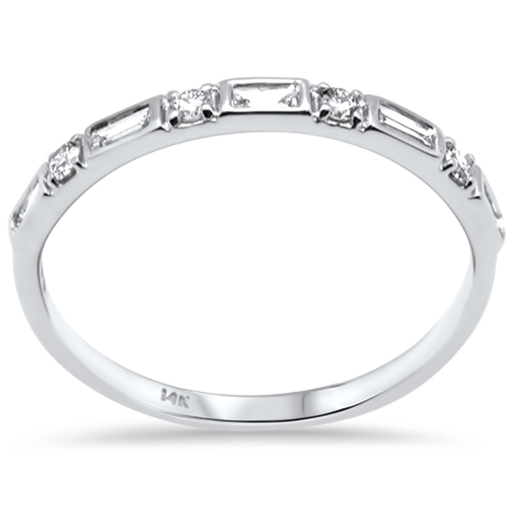 SPECIAL! .25ct G SI 14K White Gold Round & Baguette Diamond Band Ring Size 6.5