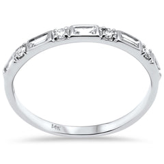 SPECIAL! .25ct G SI 14K White Gold Round & Baguette Diamond Band Ring Size 6.5