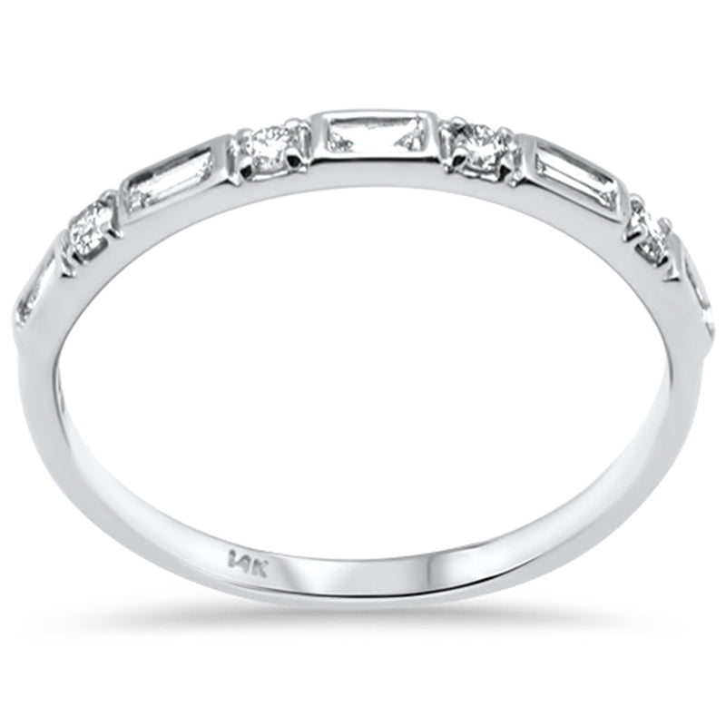 SPECIAL! .25ct G SI 14K White Gold Round & Baguette Diamond Band Ring Size 6.5