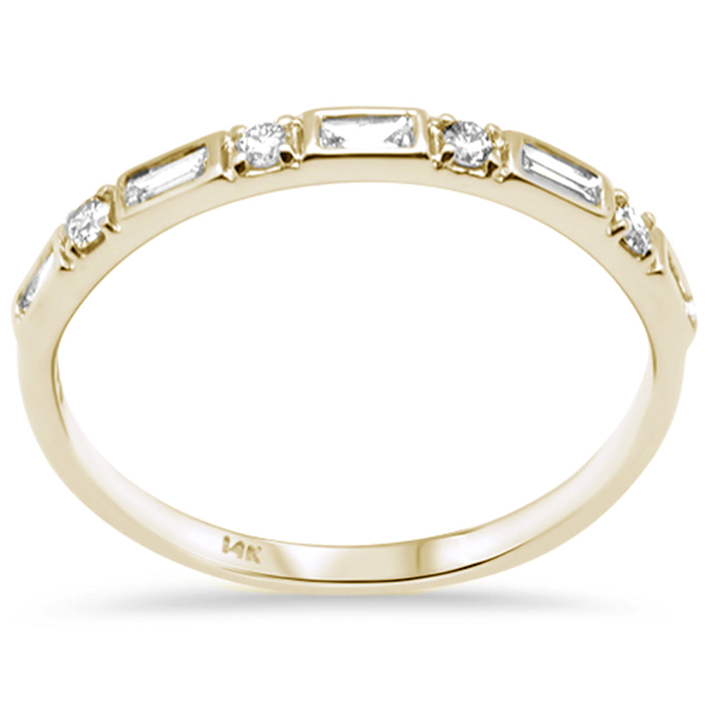 SPECIAL! .27ct G SI 14K Yellow Gold Round & Baguette Diamond Band Ring Size 6.5