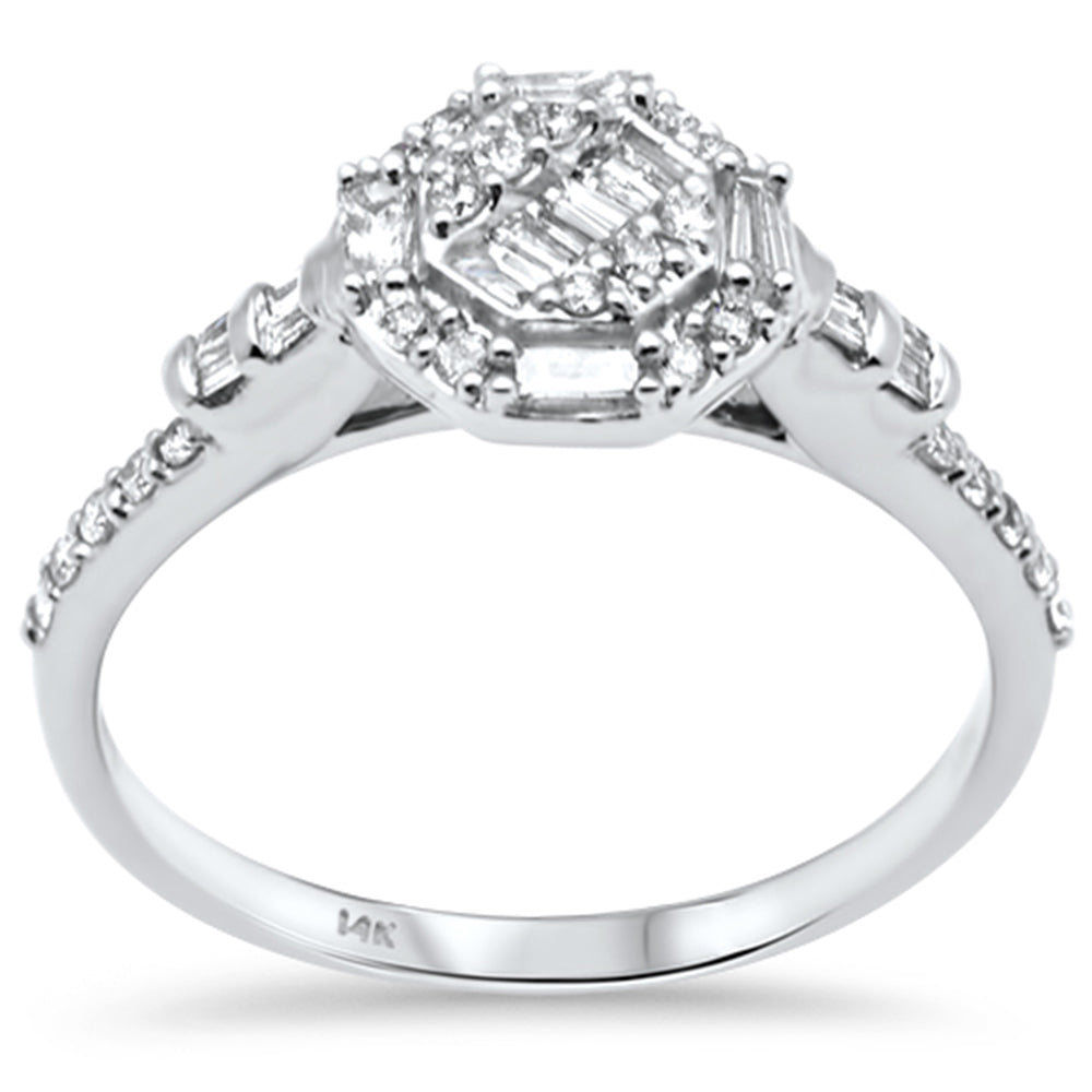 SPECIAL!.37ct G SI 14K White Gold Round & Baguette Diamond Band Ring Size 6.5