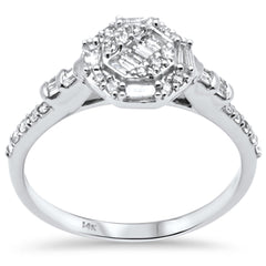 SPECIAL!.37ct G SI 14K White Gold Round & Baguette Diamond Band Ring Size 6.5