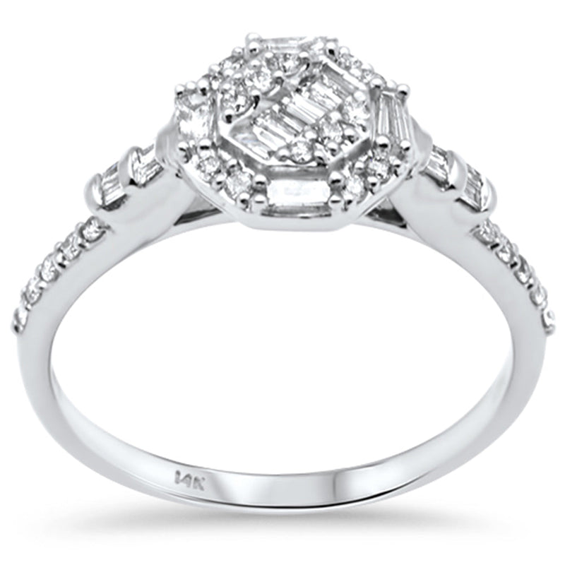 SPECIAL!.37ct G SI 14K White Gold Round & Baguette Diamond Band Ring Size 6.5