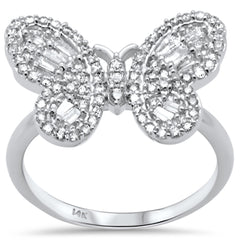 SPECIAL! .54ct G SI 14K White Gold Round & Baguette Diamond Butterfly Band Ring Size 6.5