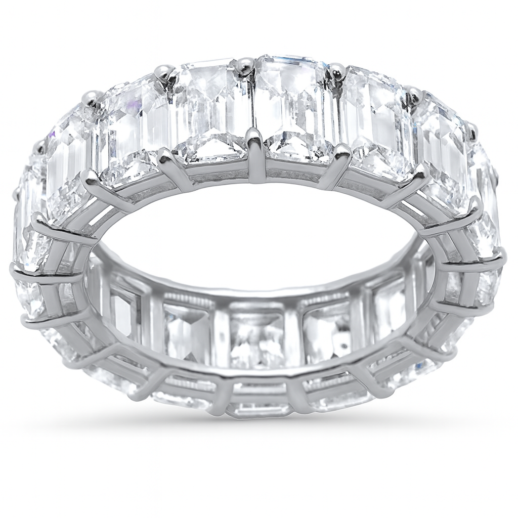 SPECIAL! 3.58ct E VVS Emerald Cut Diamonds 14kt Eternity Band Size 6.5