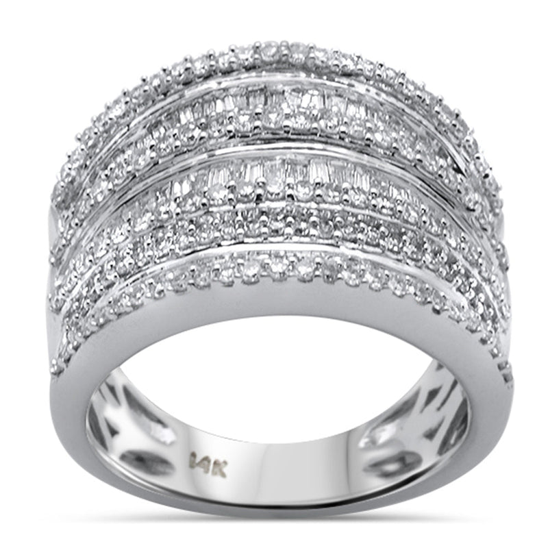 SPECIAL!1.24ct G SI 14K White Gold Diamond Round & Baguette Band Ring Size 6.5