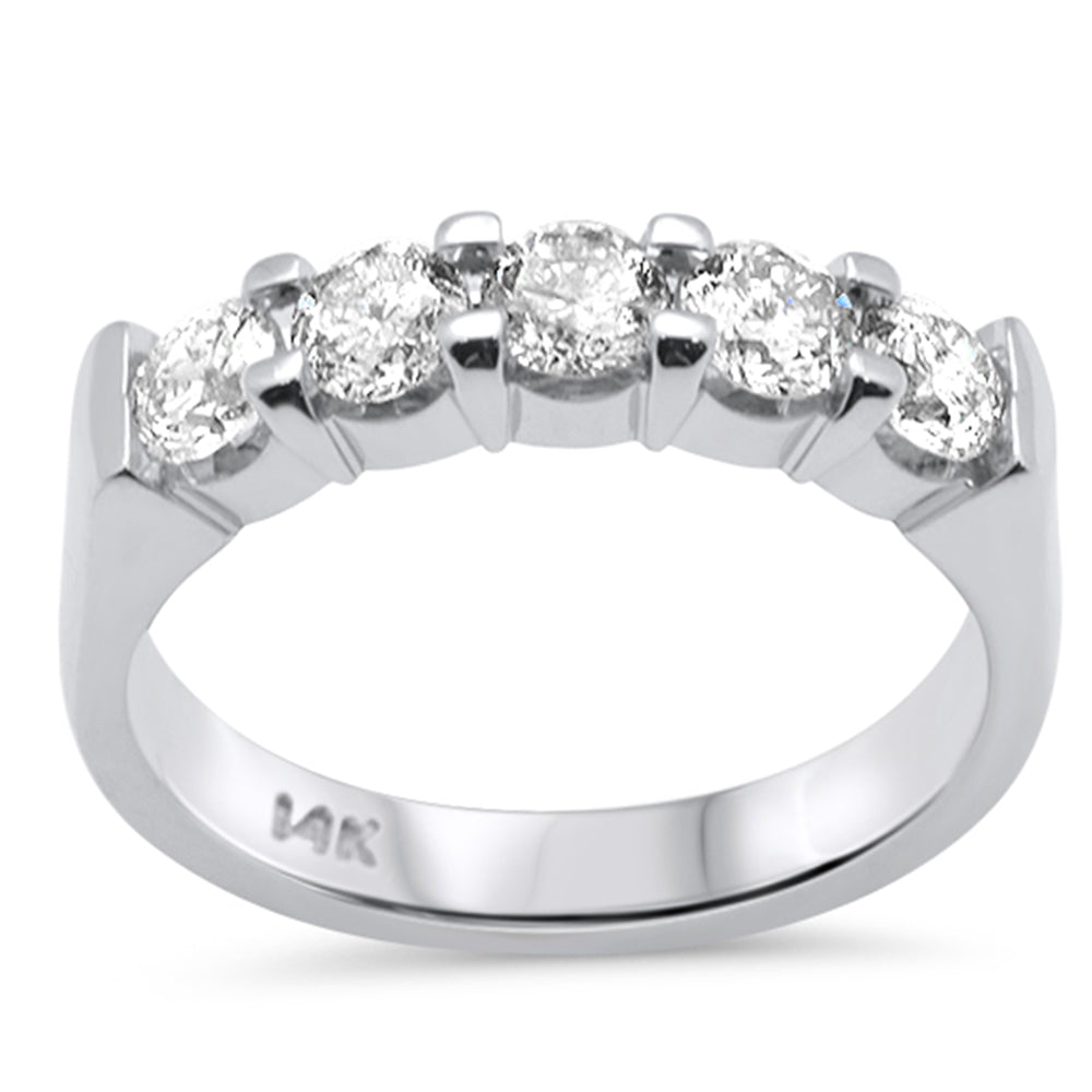 SPECIAL! 1.04ct G SI 14K White Gold Diamond 5 Stones Band Ring Size 6.5