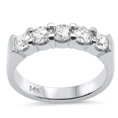 SPECIAL! 1.04ct G SI 14K White Gold Diamond 5 Stones Band Ring Size 6.5