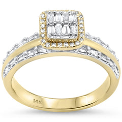 SPECIAL! .40ct G SI 14K Yellow Gold Diamond Round & Baguette Engagement Ring Size 6.5