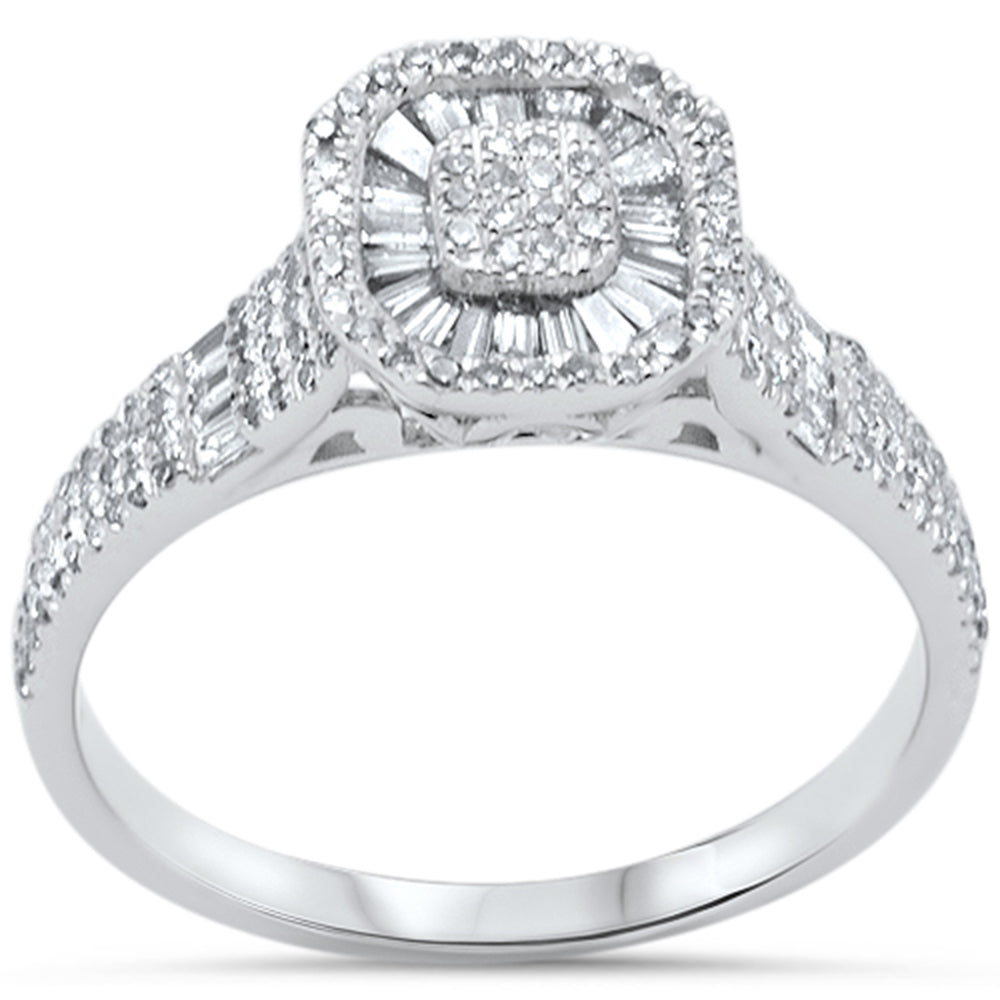SPECIAL! .48ct G SI 14K White Gold Diamond Round & Baguette Engagement Ring Size 6.5