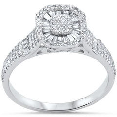 SPECIAL! .48ct G SI 14K White Gold Diamond Round & Baguette Engagement Ring Size 6.5