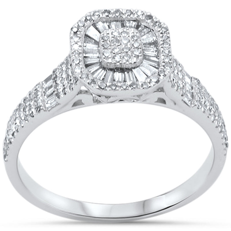 SPECIAL! .48ct G SI 14K White Gold Diamond Round & Baguette Engagement Ring Size 6.5