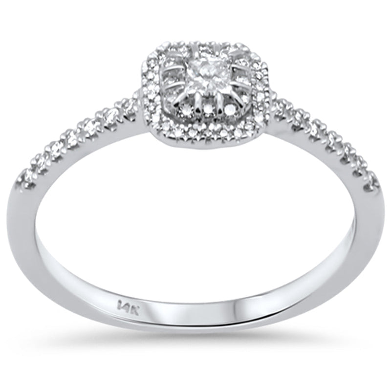 SPECIAL! .25ct G SI 14K White Gold Diamond Princess Cut & Round Diamond Engagement Ring Size 6.5