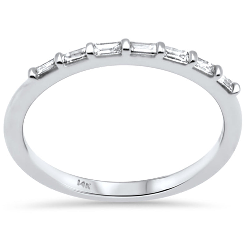 SPECIAL! .18ct G SI 14K White Gold Diamond Baguette Band Ring Size 6.5