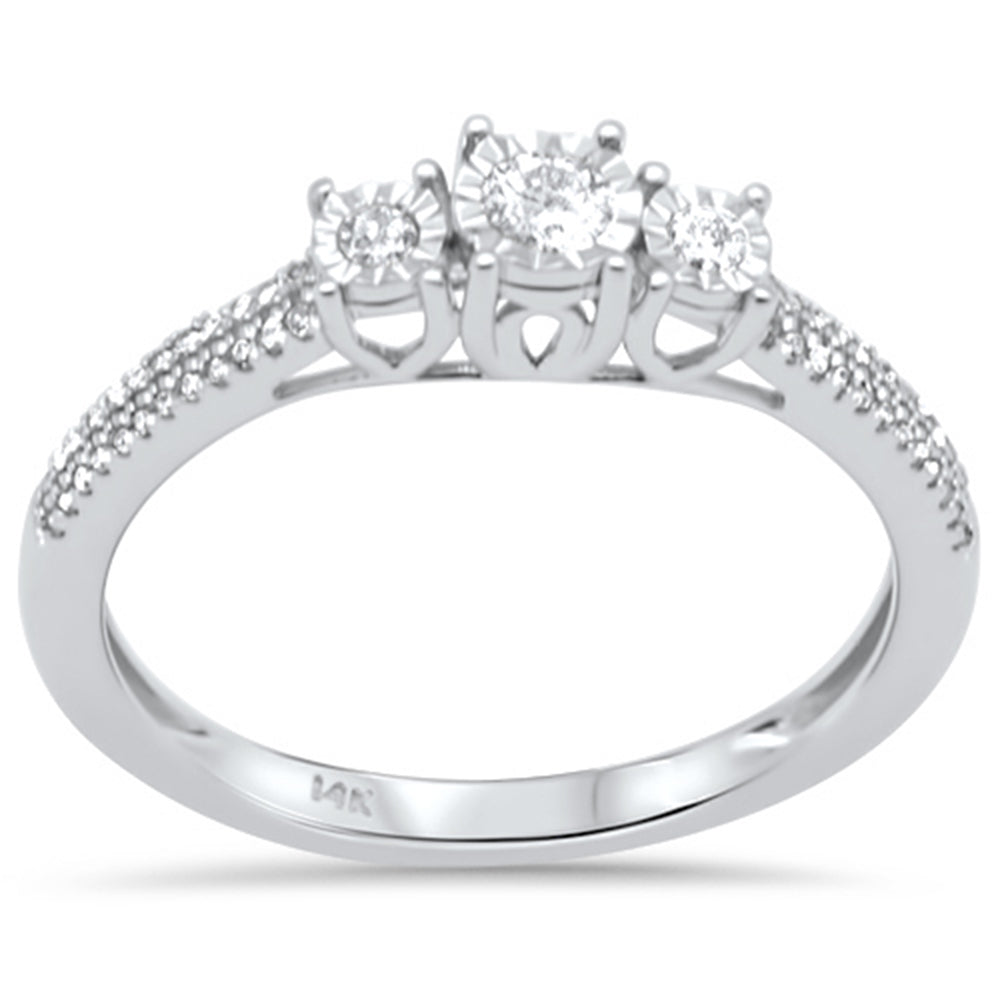 SPECIAL! .20ct G SI 14K White Gold Diamond Miracle Illusion Engagement Ring Size 6.5