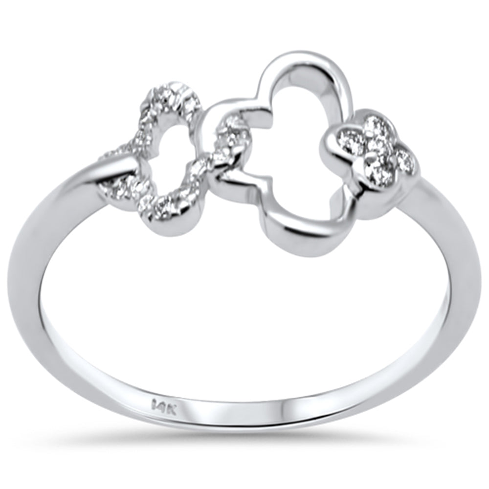 SPECIAL! .11ct G SI 14K White Gold Diamond Two Flowers Ring Size 6.5