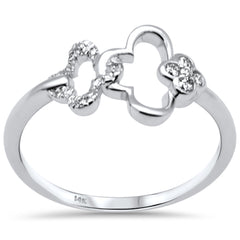 SPECIAL! .11ct G SI 14K White Gold Diamond Two Flowers Ring Size 6.5