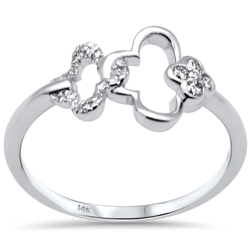 SPECIAL! .11ct G SI 14K White Gold Diamond Two Flowers Ring Size 6.5