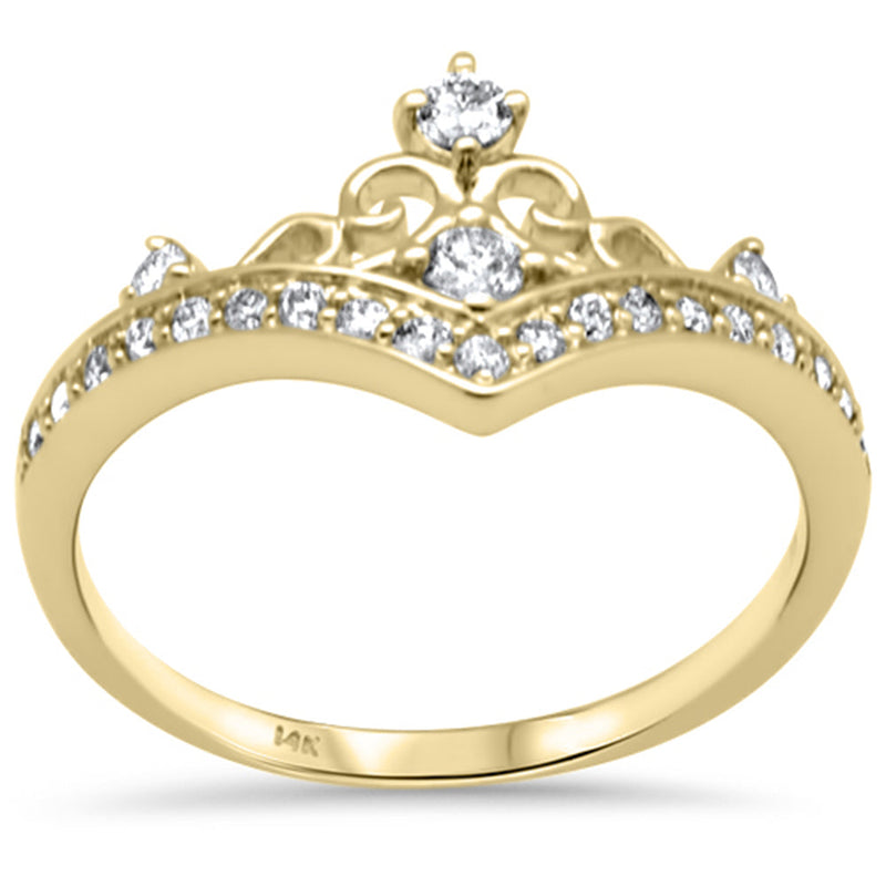 SPECIAL! .34ct G SI 14K Yellow Gold Diamond Crown Band Ring Size 6.5