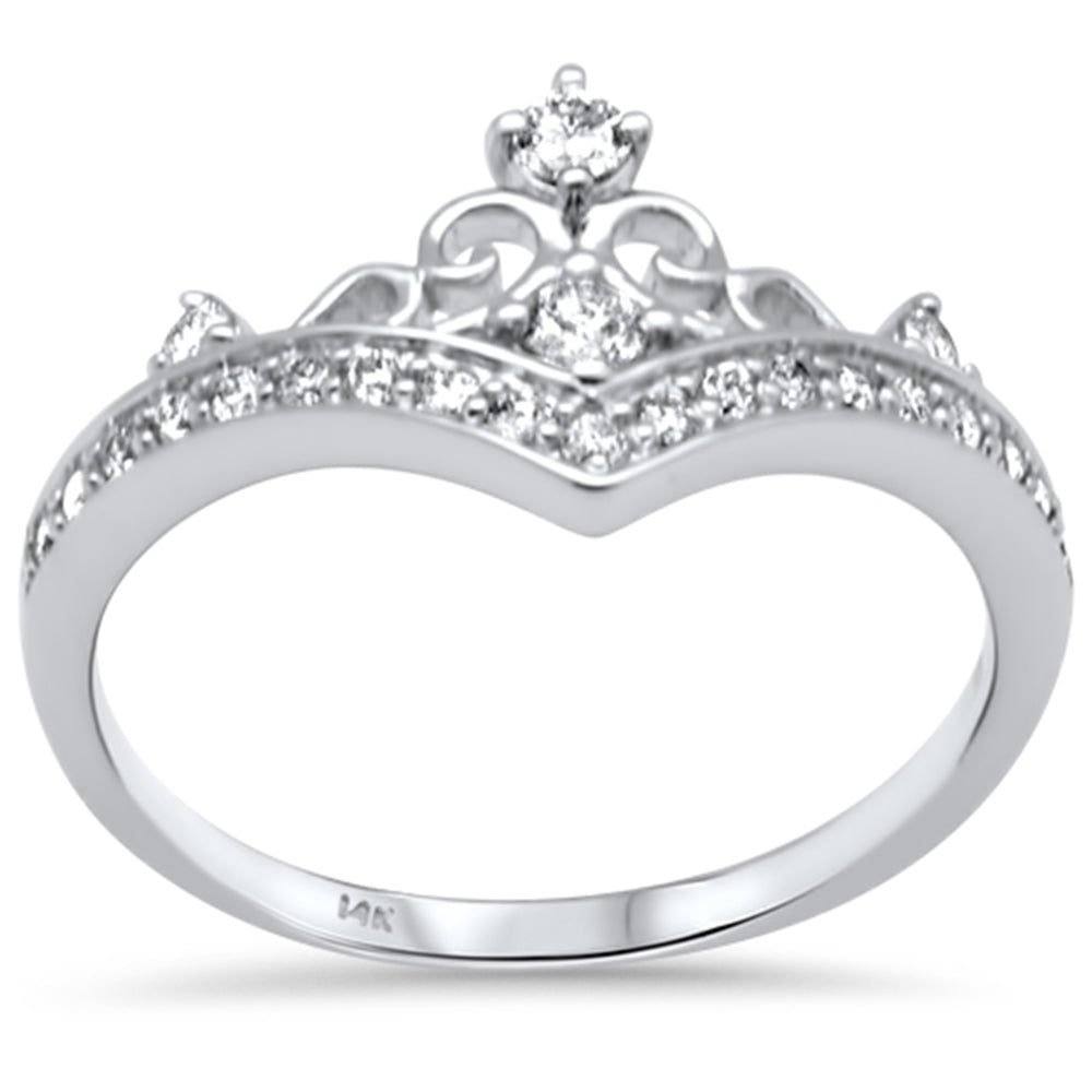 SPECIAL! .33ct G SI 14K White Gold Diamond Crown Band Ring Size 6.5