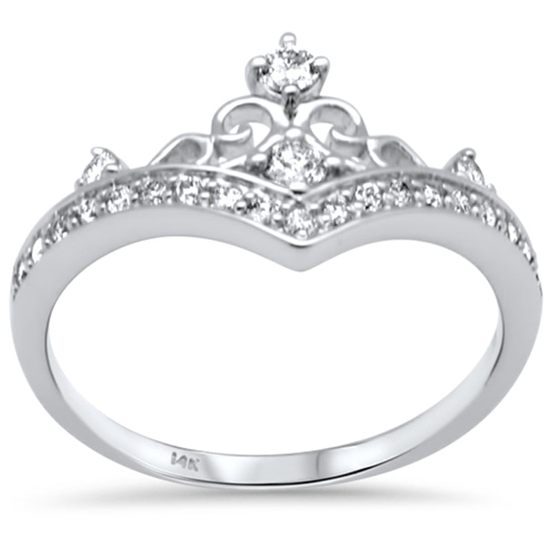 SPECIAL! .33ct G SI 14K White Gold Diamond Crown Band Ring Size 6.5
