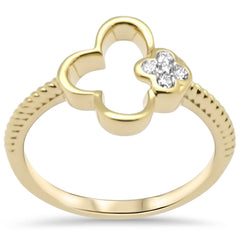 SPECIAL! .07ct G SI 14K Yellow Gold Diamond Flower Band Ring Size 6.5