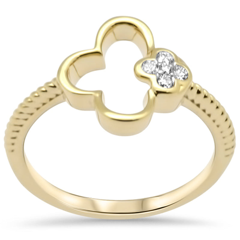 SPECIAL! .07ct G SI 14K Yellow Gold Diamond Flower Band Ring Size 6.5