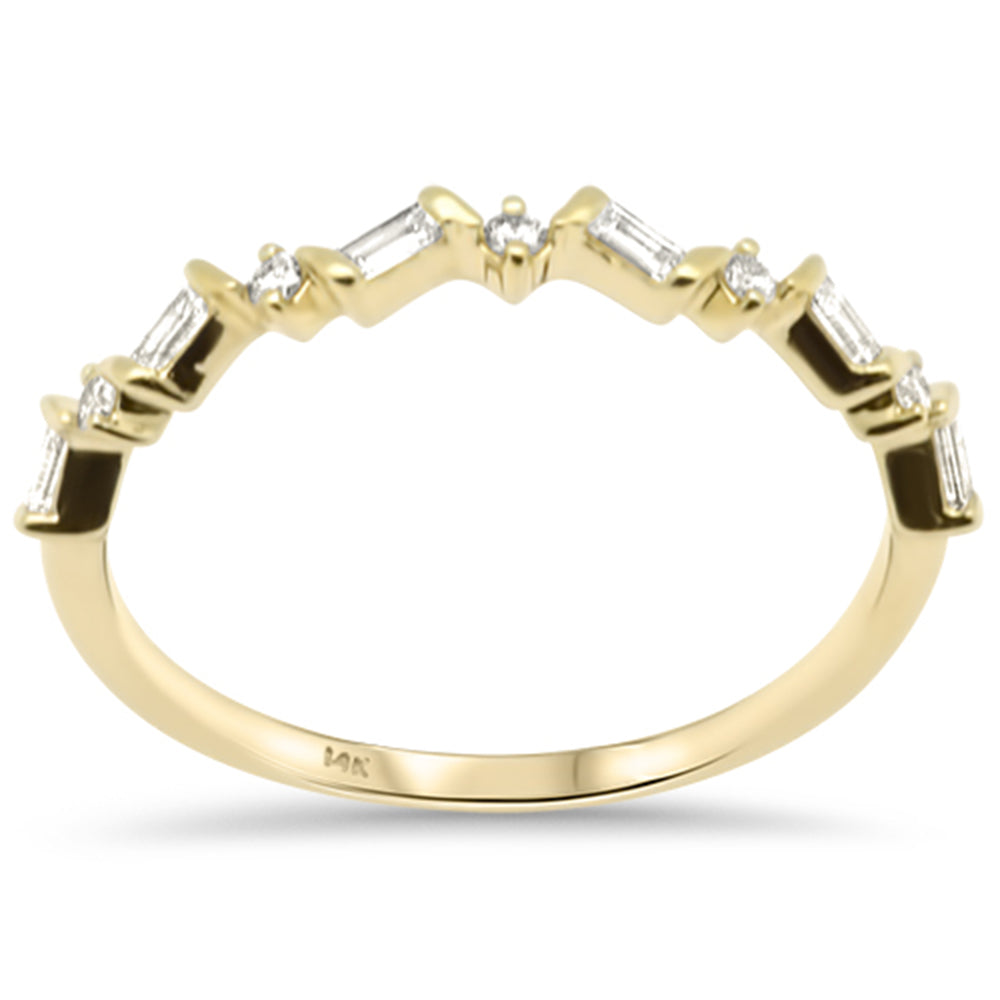 .16ct G SI 14K Yellow Gold Diamond Round & Baguette Band Ring Size 6.5