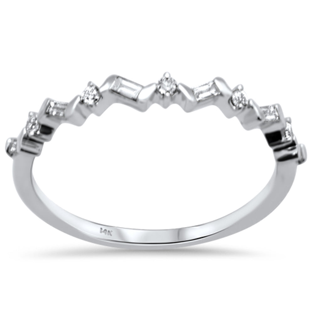 .16ct G SI 14K White Gold Diamond Round & Baguette Band Ring Size 6.5