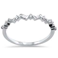 .16ct G SI 14K White Gold Diamond Round & Baguette Band Ring Size 6.5