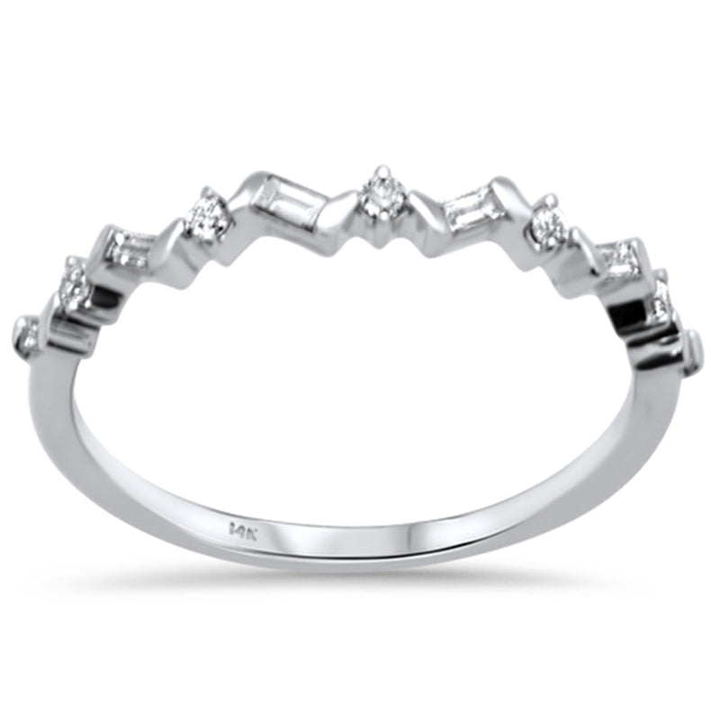 .16ct G SI 14K White Gold Diamond Round & Baguette Band Ring Size 6.5