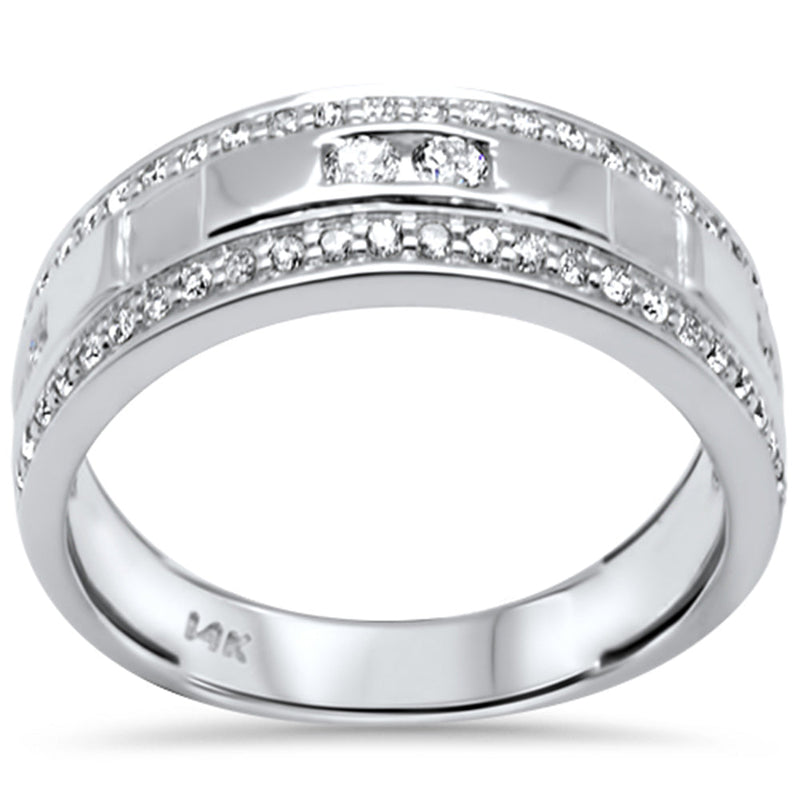 SPECIAL!.77ct G SI 14K White Gold Diamond Men's Band Ring Size 10