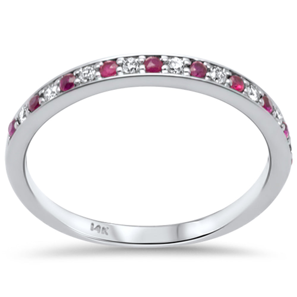 SPECIAL! .27ct G SI 14K White Gold Diamond Ruby Gemstone Band Ring Size 6.5