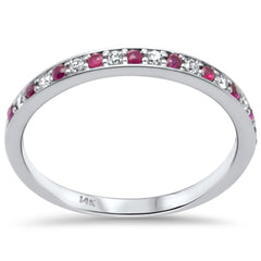 SPECIAL! .27ct G SI 14K White Gold Diamond Ruby Gemstone Band Ring Size 6.5