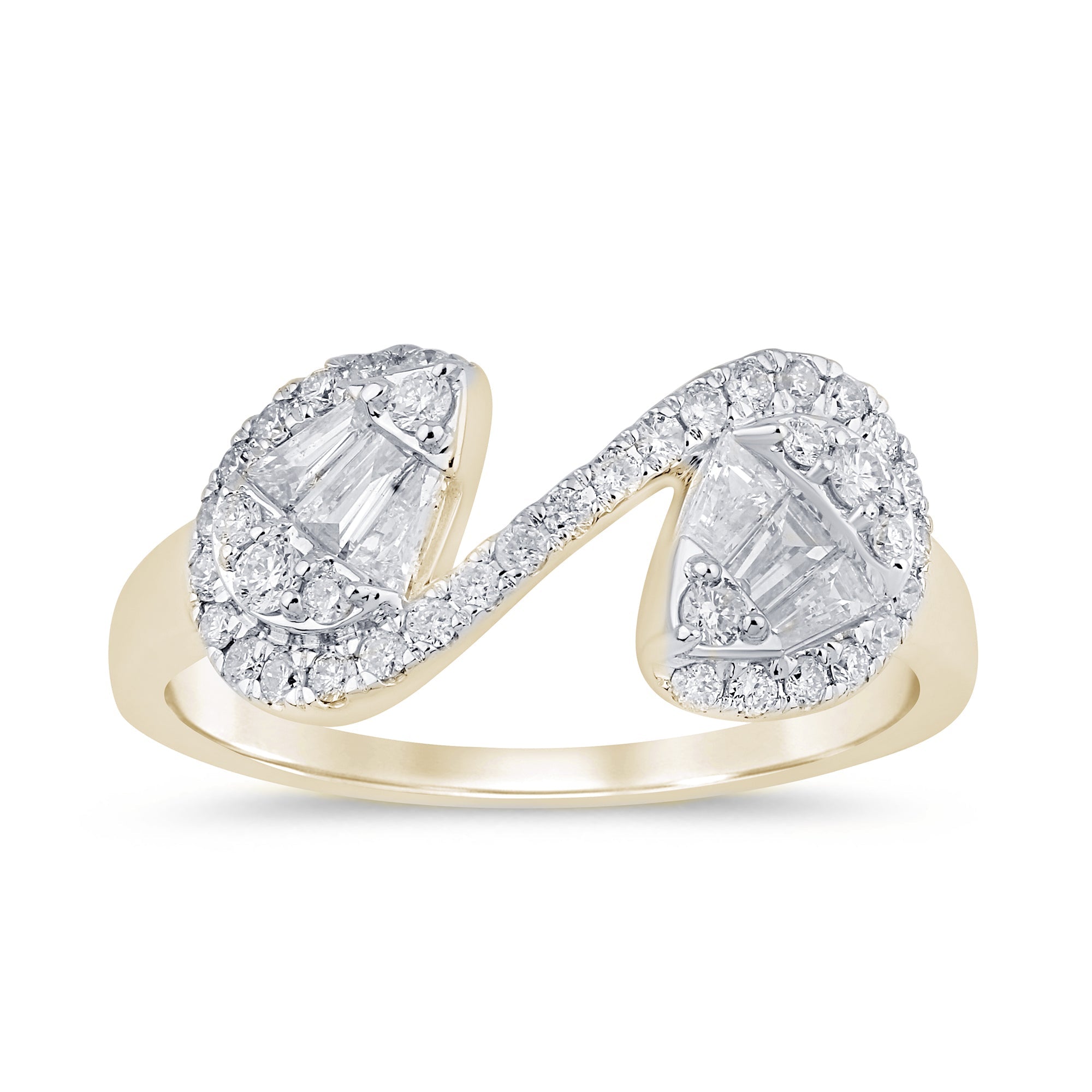 SPECIAL! .57ct G SI 14K Yellow Gold Diamond Round & Baguette Band Ring Size 6.5