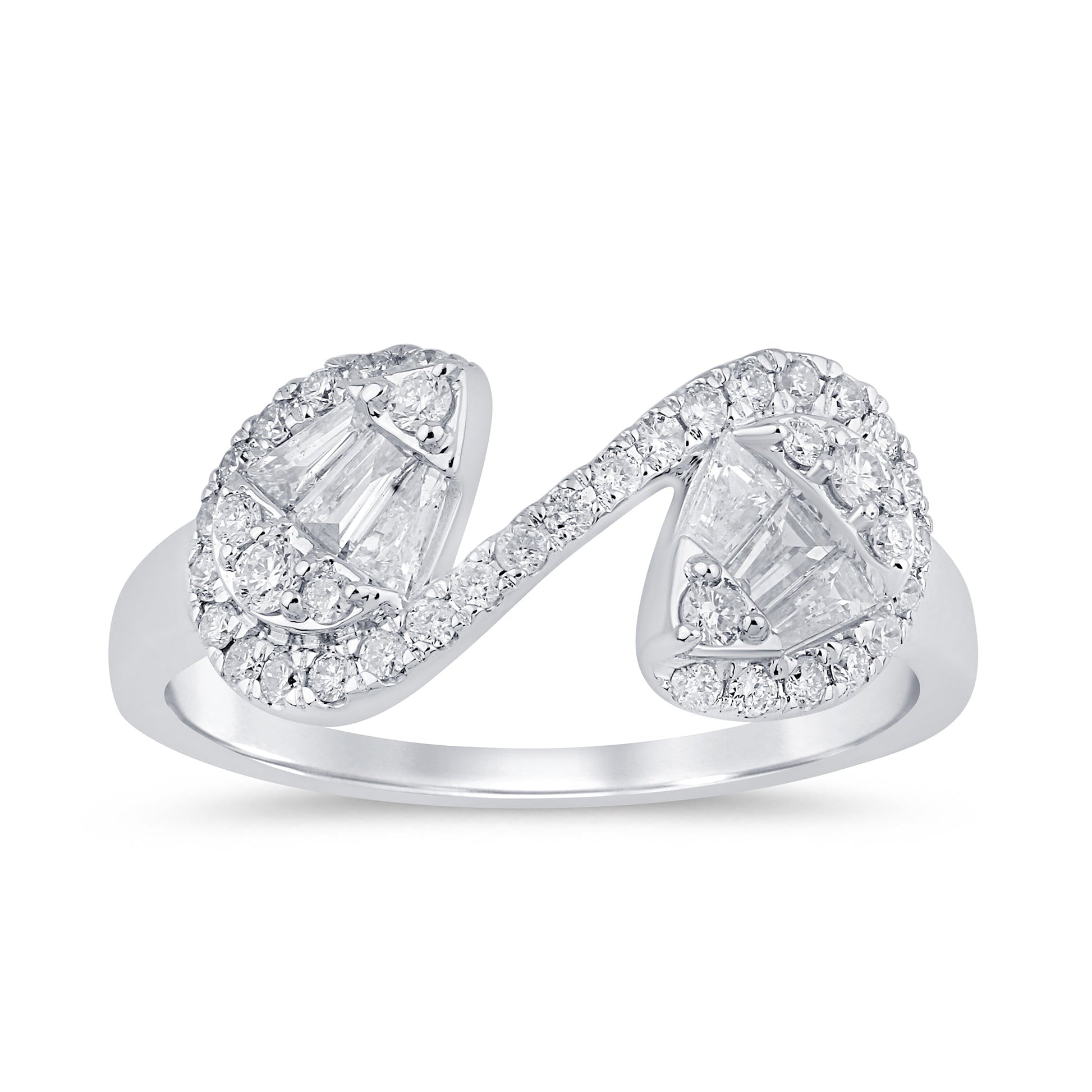 SPECIAL! .56ct G SI 14K White Gold Diamond Round & Baguette Band Ring Size 6.5