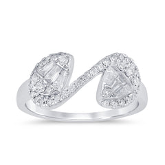 SPECIAL! .56ct G SI 14K White Gold Diamond Round & Baguette Band Ring Size 6.5