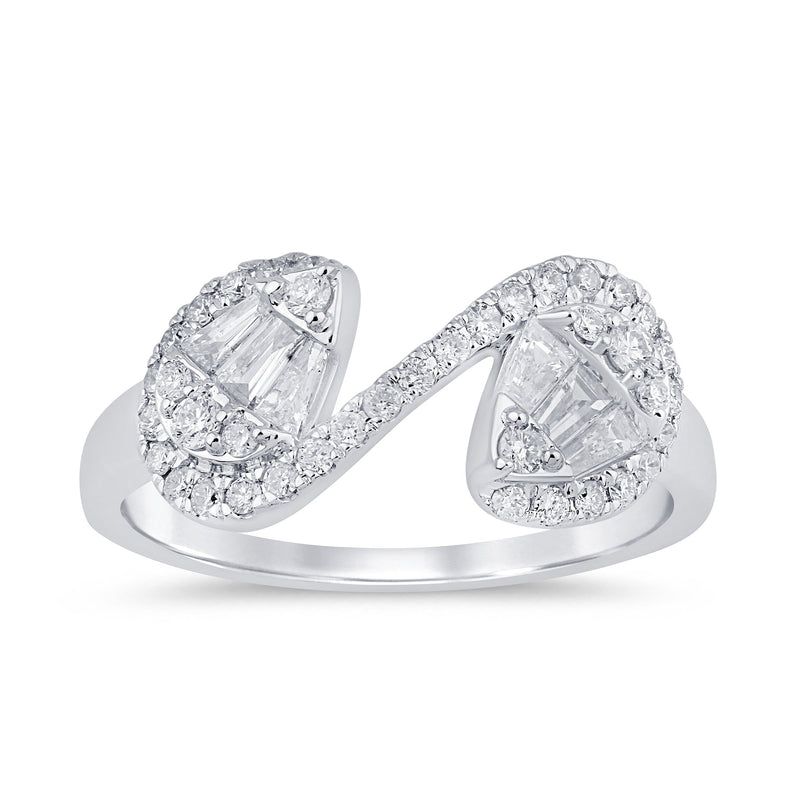 SPECIAL! .56ct G SI 14K White Gold Diamond Round & Baguette Band Ring Size 6.5