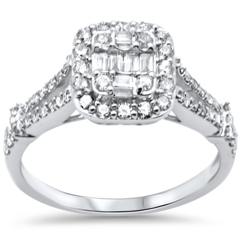 SPECIAL! .60ct G SI 14K White Gold Diamond Round & Baguette Engagment Ring Size 6.5
