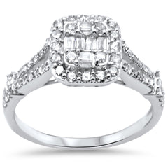 SPECIAL! .60ct G SI 14K White Gold Diamond Round & Baguette Engagment Ring Size 6.5