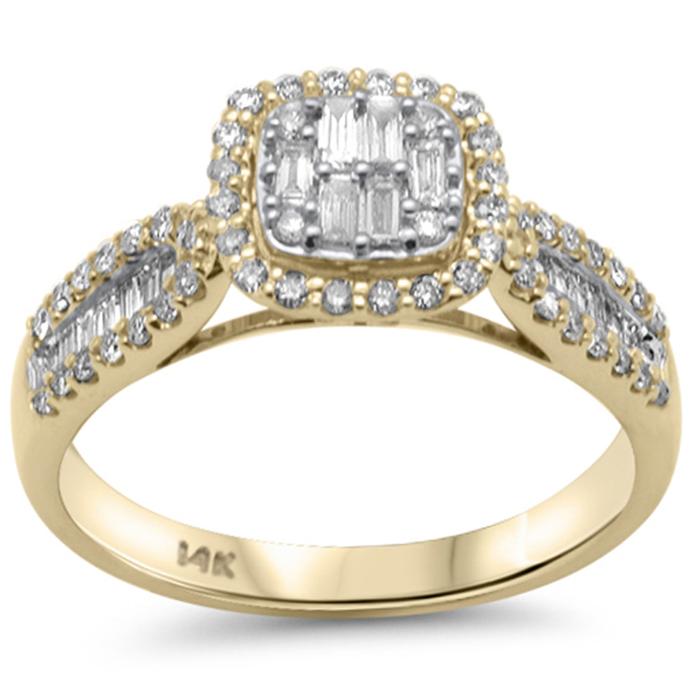 SPECIAL! .54ct G SI 14K Yellow Gold Diamond Round & Baguette Engagment Ring Size 6.5