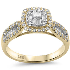 SPECIAL! .54ct G SI 14K Yellow Gold Diamond Round & Baguette Engagment Ring Size 6.5