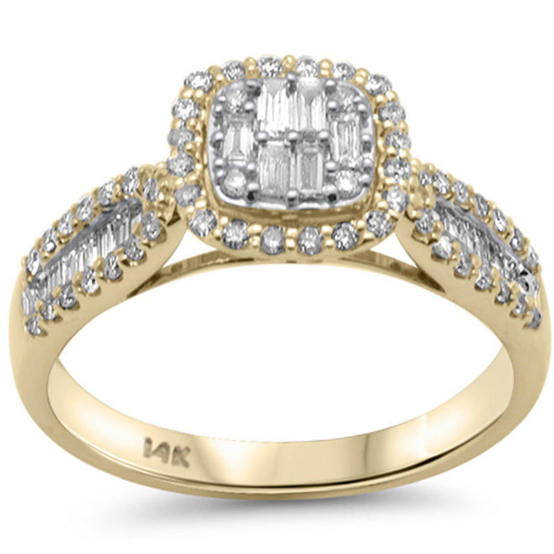 SPECIAL! .54ct G SI 14K Yellow Gold Diamond Round & Baguette Engagment Ring Size 6.5