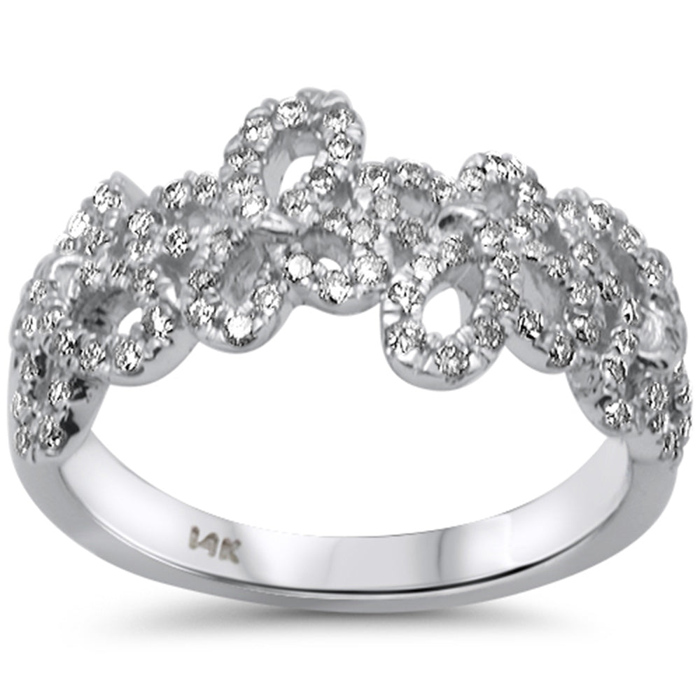 SPECIAL! .51ct G SI 14K White Gold Diamond Swirl Band Ring Size 6.5