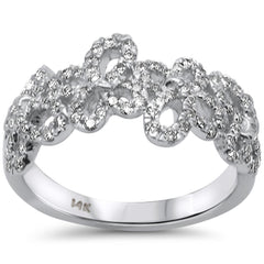 SPECIAL! .51ct G SI 14K White Gold Diamond Swirl Band Ring Size 6.5