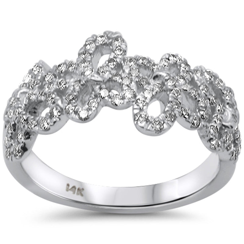 SPECIAL! .51ct G SI 14K White Gold Diamond Swirl Band Ring Size 6.5