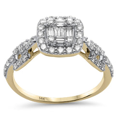 SPECIAL! .58ct G SI 14K Yellow Gold Diamond Round & Baguette Engagment Ring Size 6.5