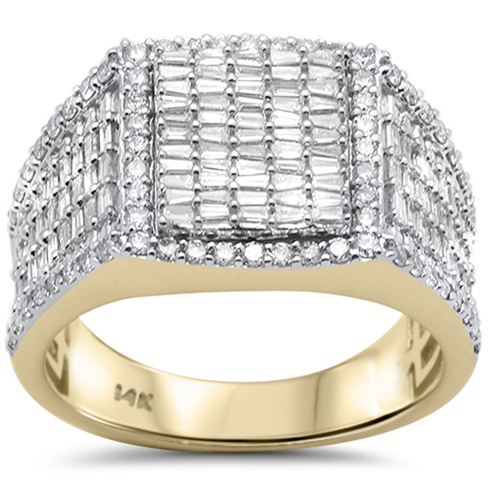 SPECIAL! 1.45ct G SI 14K Yellow Gold Diamond Round & Baguette Men's Band Ring Size 10